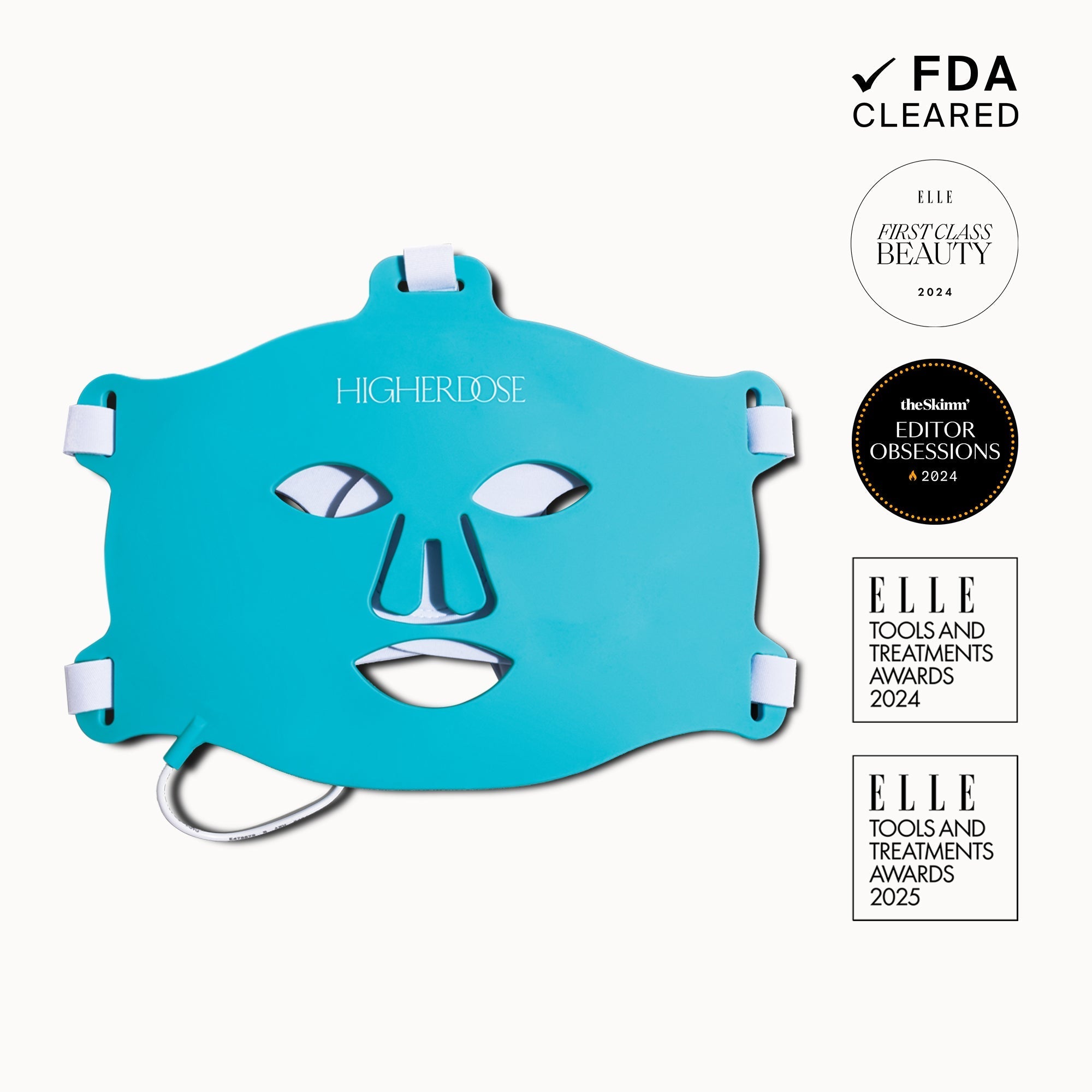 HigherDOSE Red Light Face Mask for at-home red light therapy and collagen stimulation