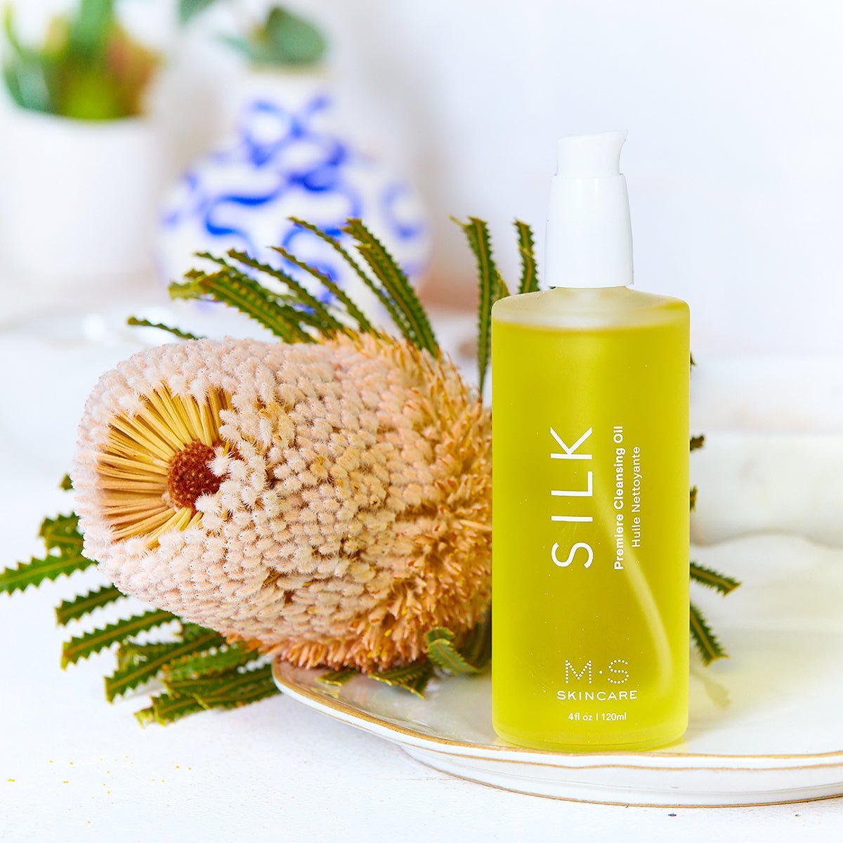 Silk Cleansing Oil with flower