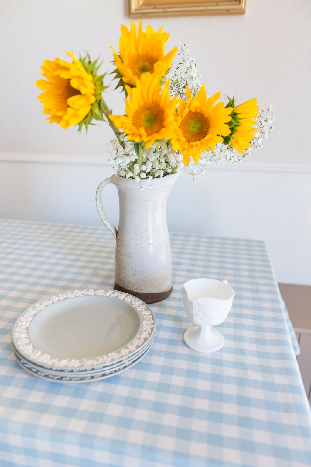 Galley & Fen Blue Ruffled Gingham Tablecloth