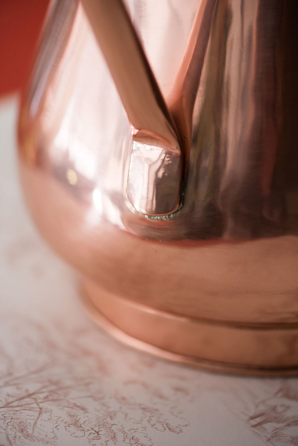 Galley & Fen copper heirloom vase, close-up of the handle join