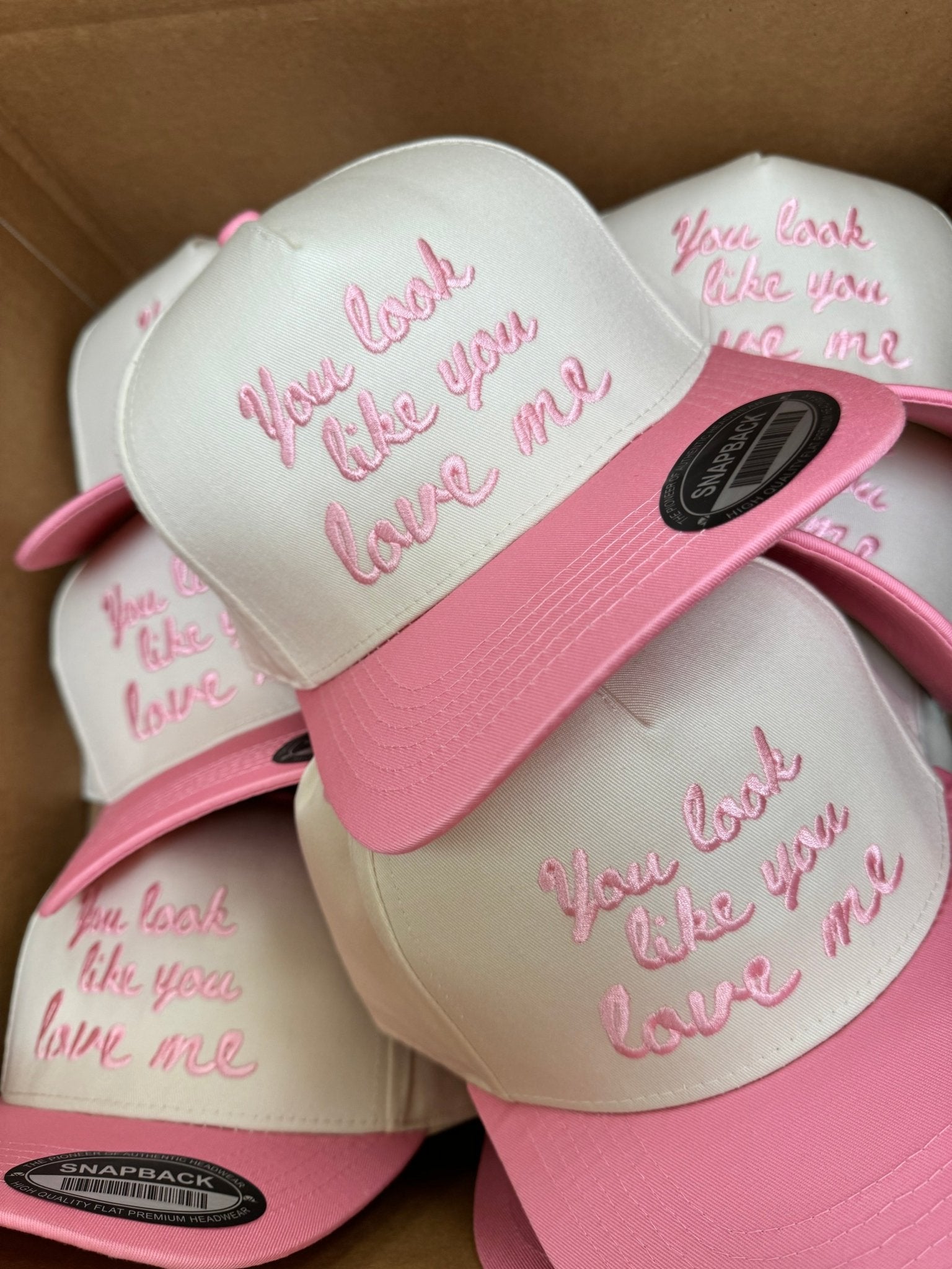 KenzKustomz You Look Like You Love Me - Pink Vintage Trucker Hat