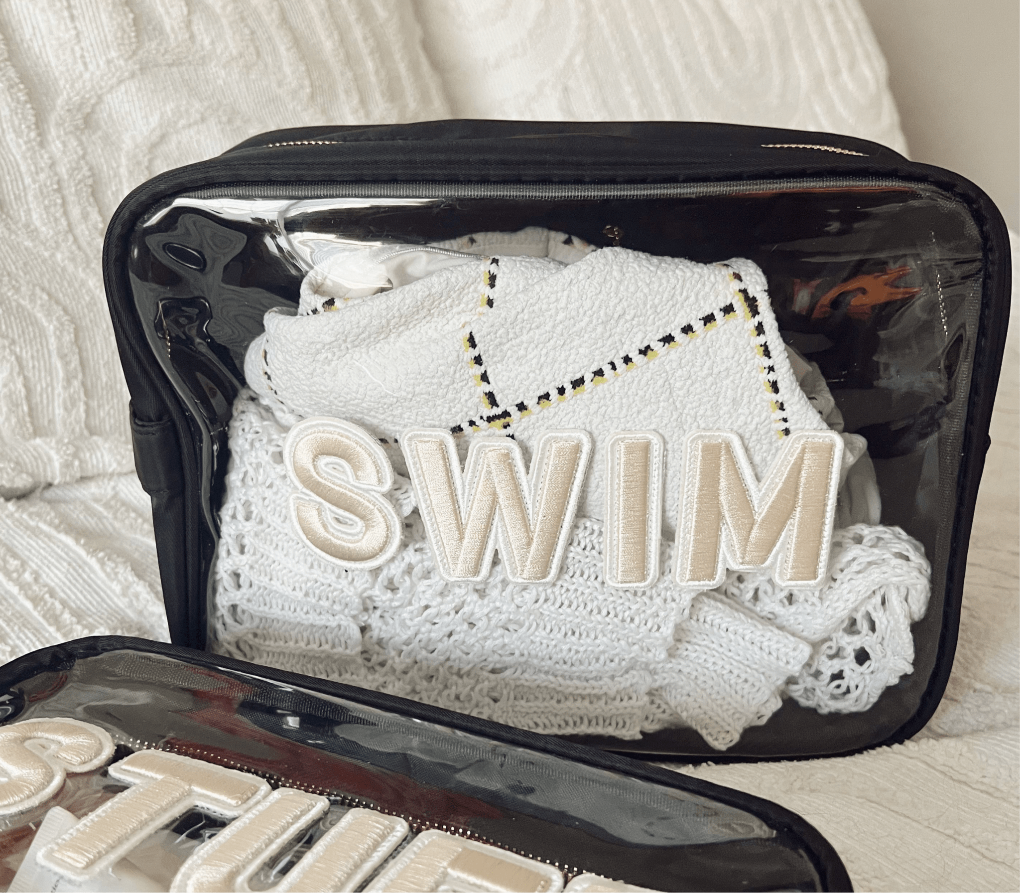 KenzKustomz Swim Clear XL - Black w Beige Rolled Patches