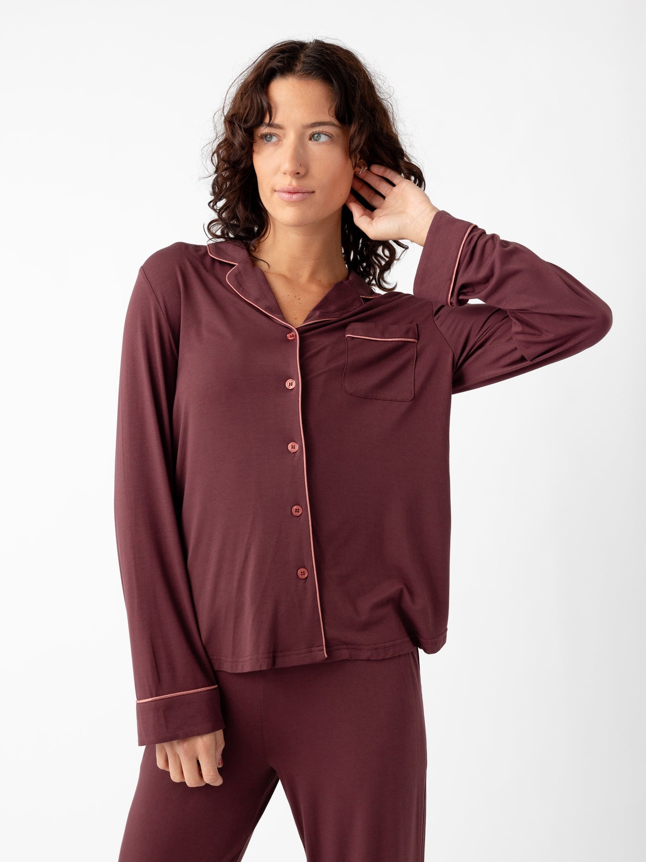 Cozy Earth Women's Bamboo Stretch - Knit Long Sleeve Pajama Set