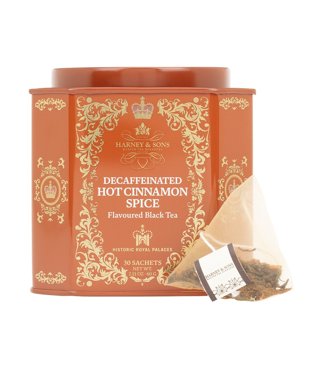 Harney & Sons Fine Teas Decaf Hot Cinnamon Spice, HRP Tin of 30 Sachets