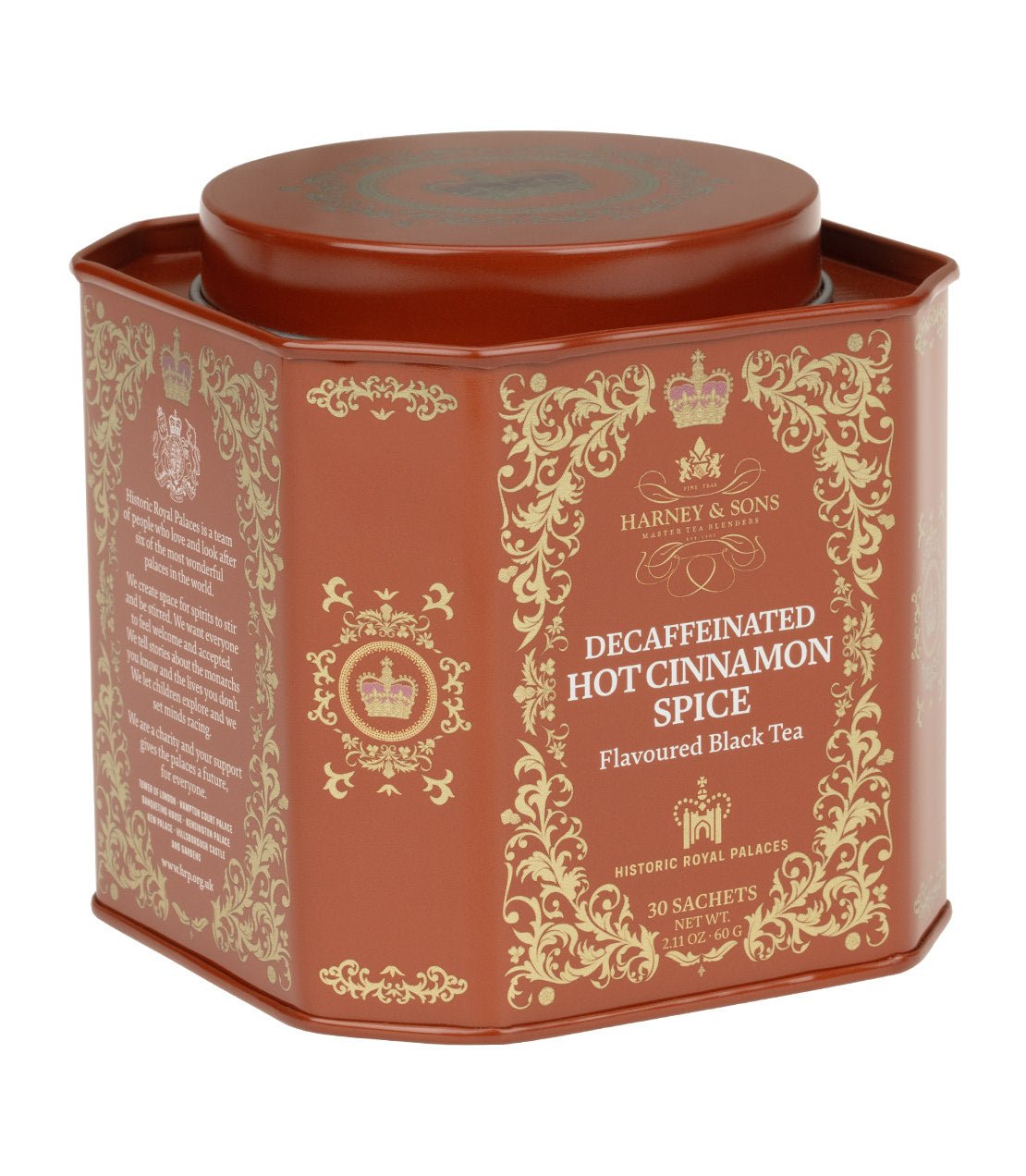 Harney & Sons Fine Teas Decaf Hot Cinnamon Spice, HRP Tin of 30 Sachets