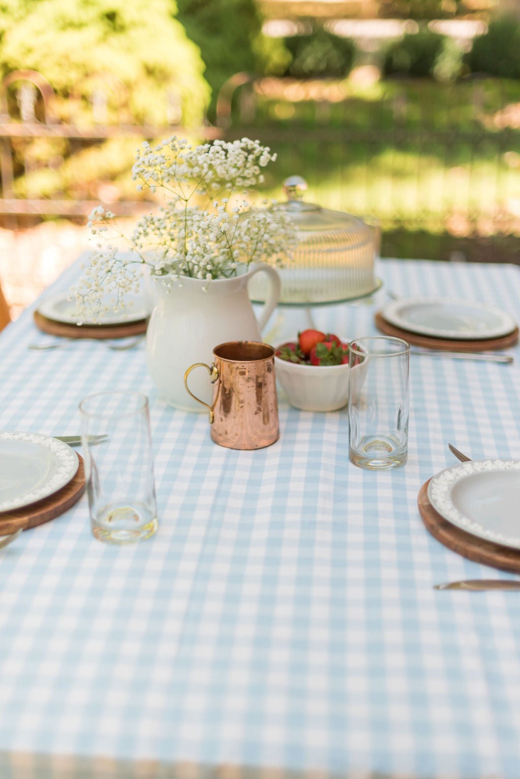 Galley & Fen Blue Ruffled Gingham Tablecloth