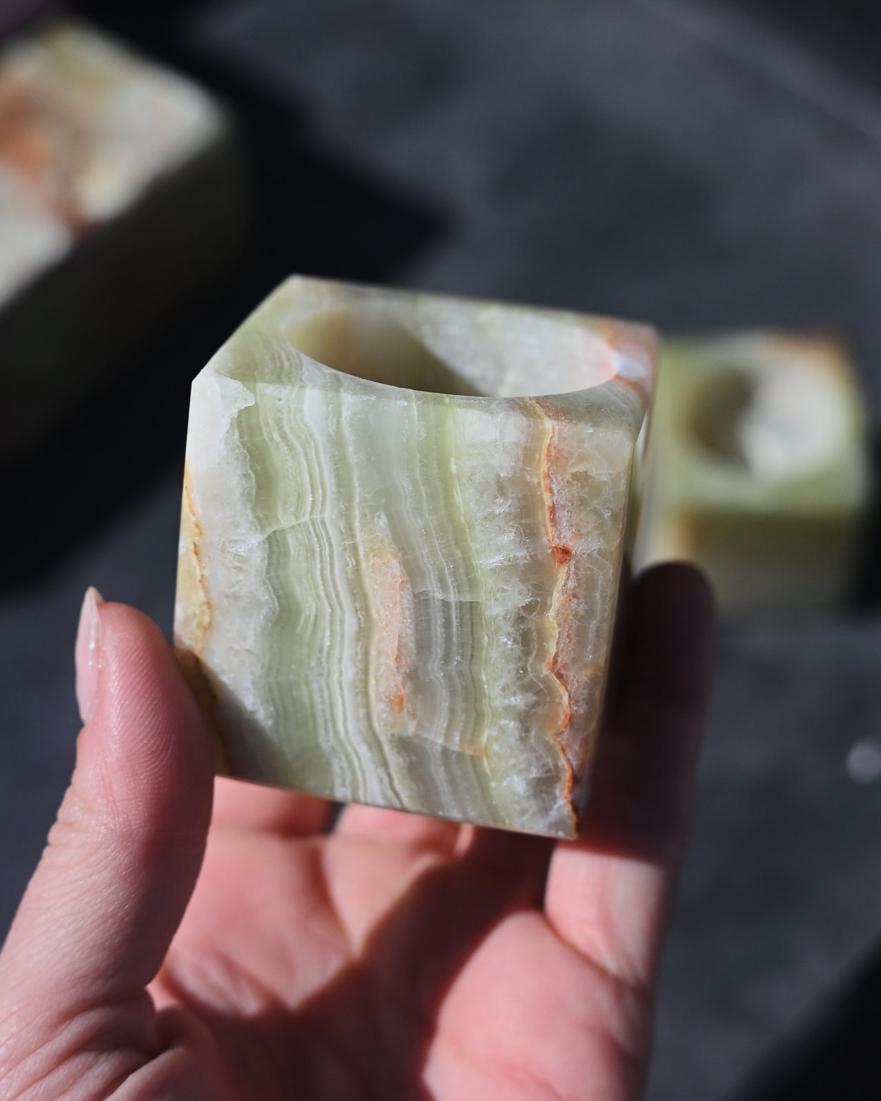 Green Onyx Candle Holder