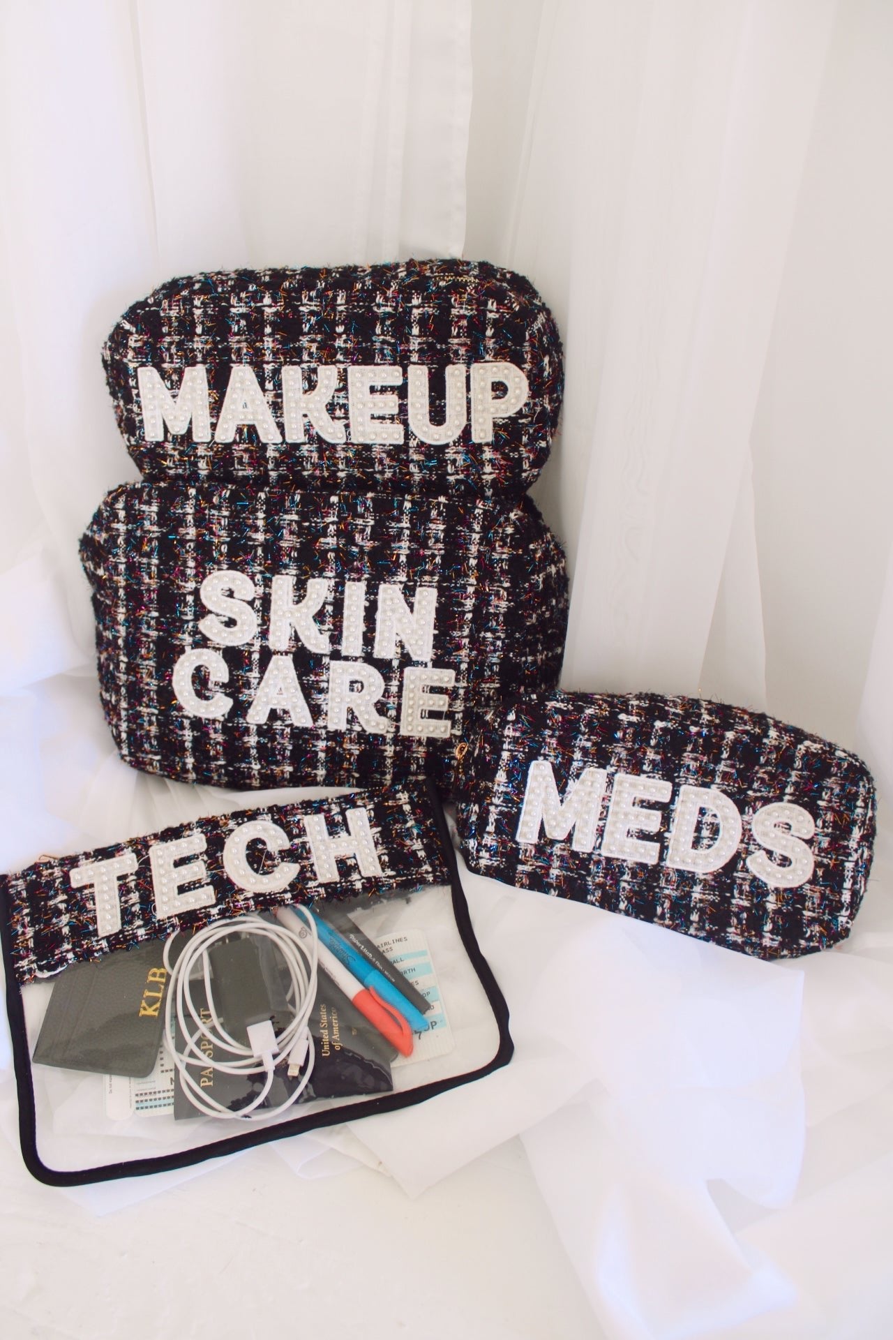 KenzKustomz Tech Clear Pouch - Black Tweed