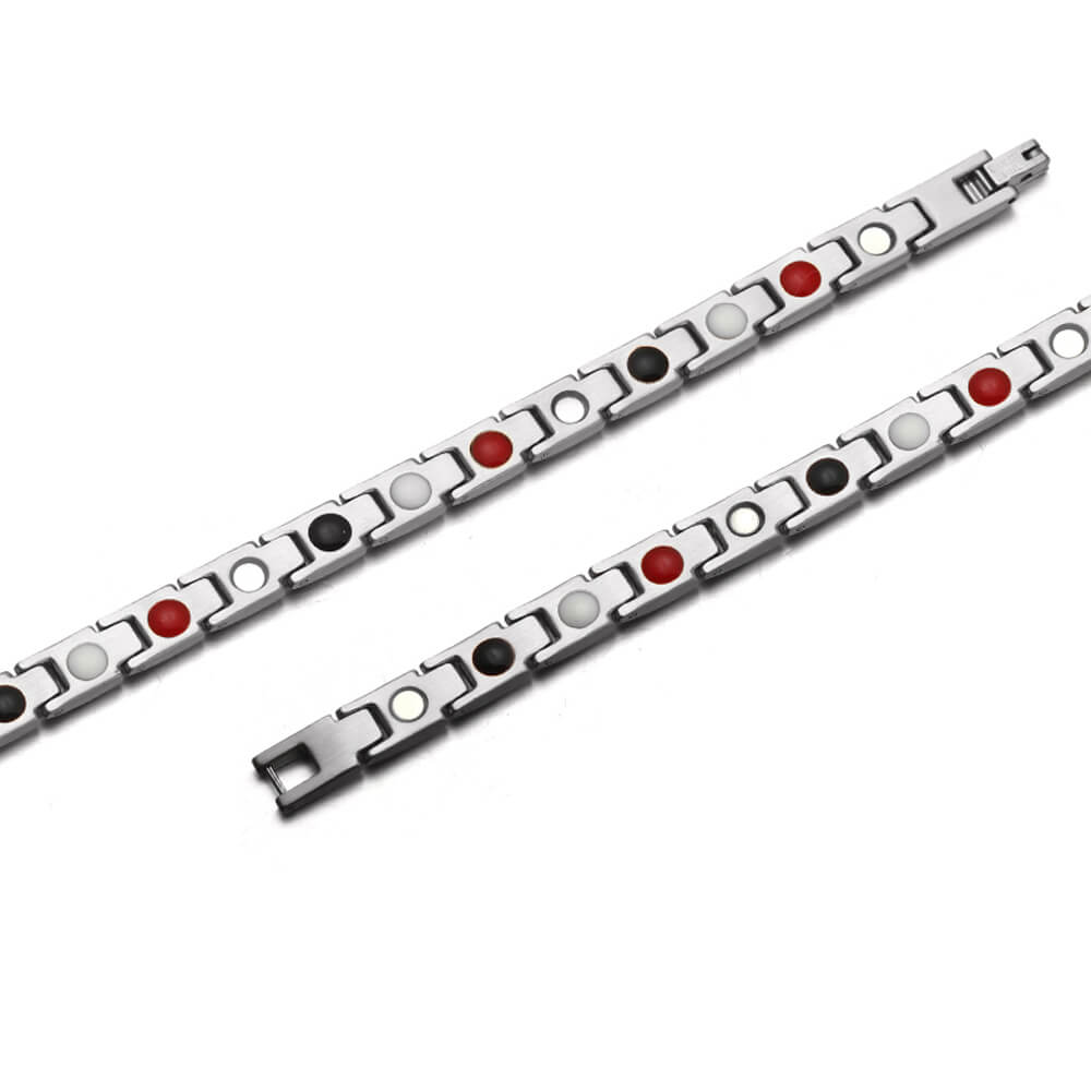 Stainless Steel Energy Bracelet 4-in-1. 2 Colors available. Model B001W