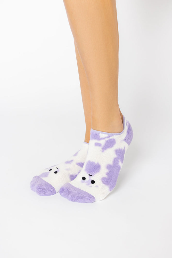 Meh Face Low Rise Socks - Purple Tie Dye