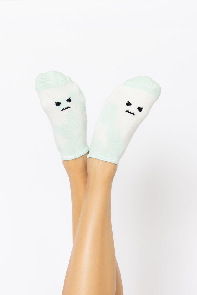POPFLEX® Angry Face Low Rise Socks - Green Tie Dye