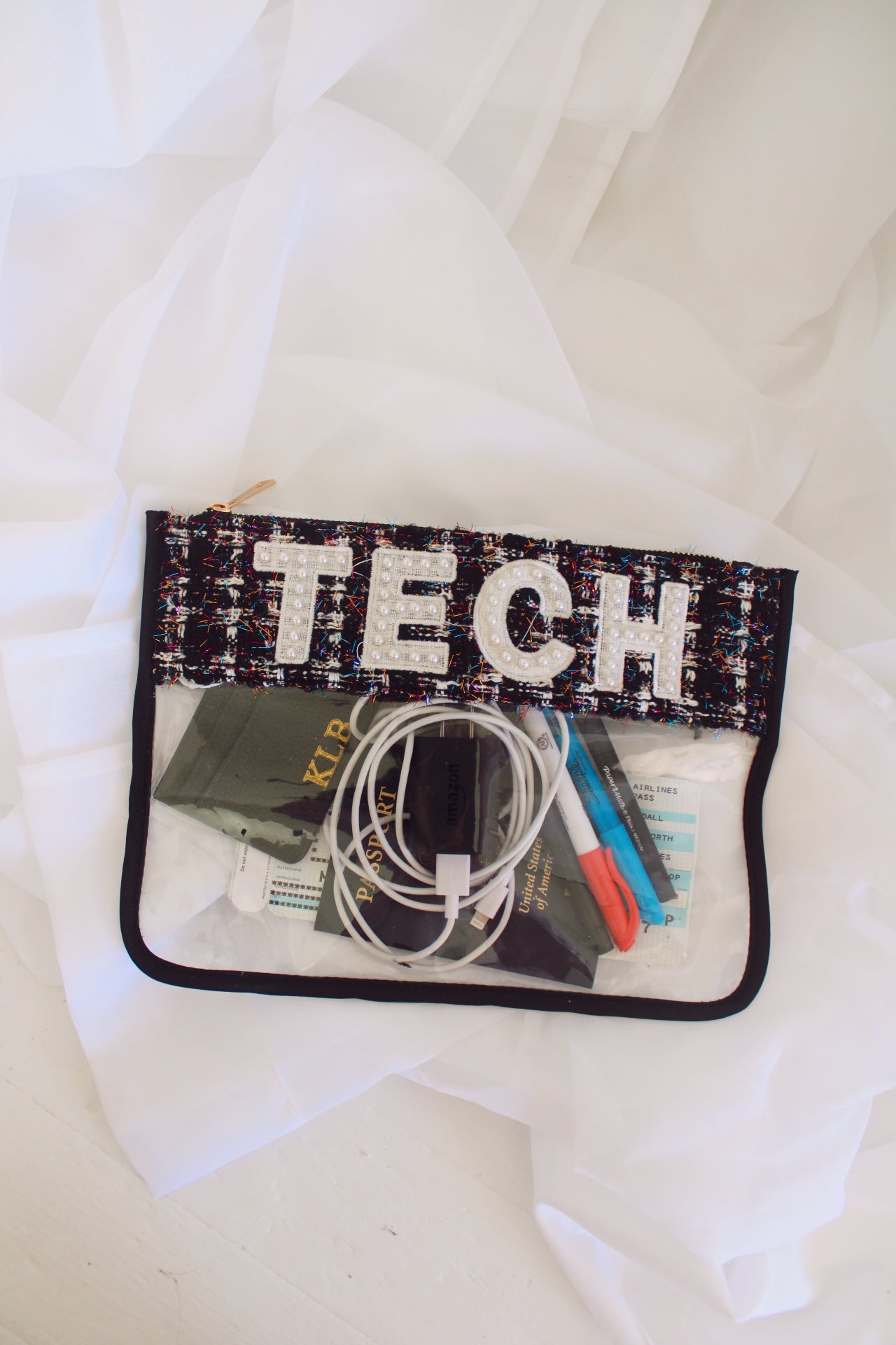 KenzKustomz Tech Clear Pouch - Black Tweed