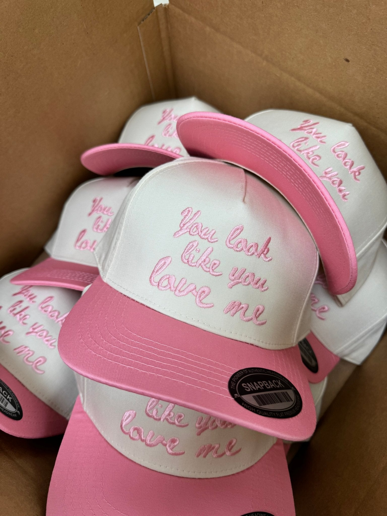 KenzKustomz You Look Like You Love Me - Pink Vintage Trucker Hat