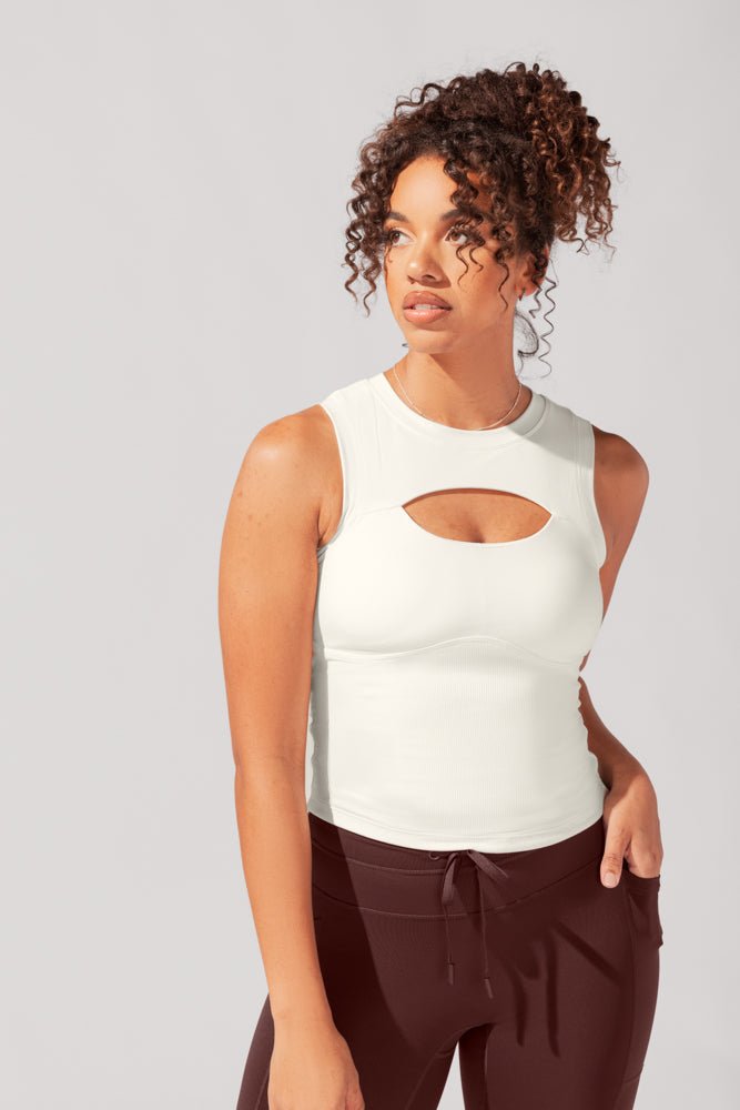 POPFLEX® Peekaboo Crew Tank - Coconut Cream