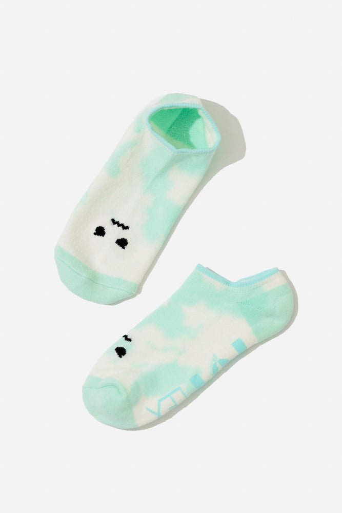POPFLEX® Angry Face Low Rise Socks - Green Tie Dye
