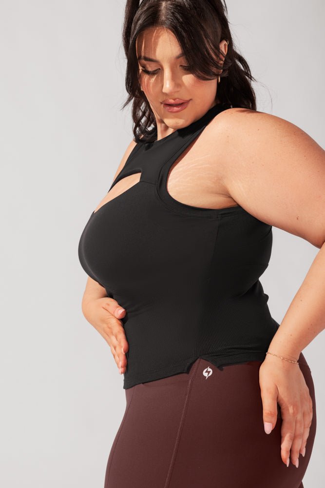 POPFLEX® Peekaboo Crew Tank - Black