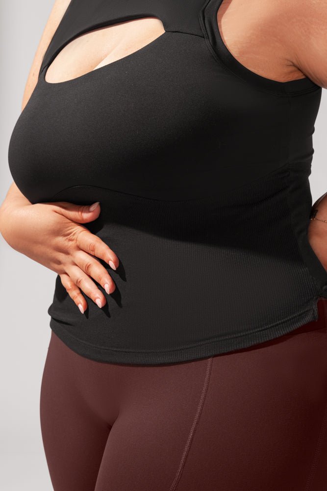 POPFLEX® Peekaboo Crew Tank - Black