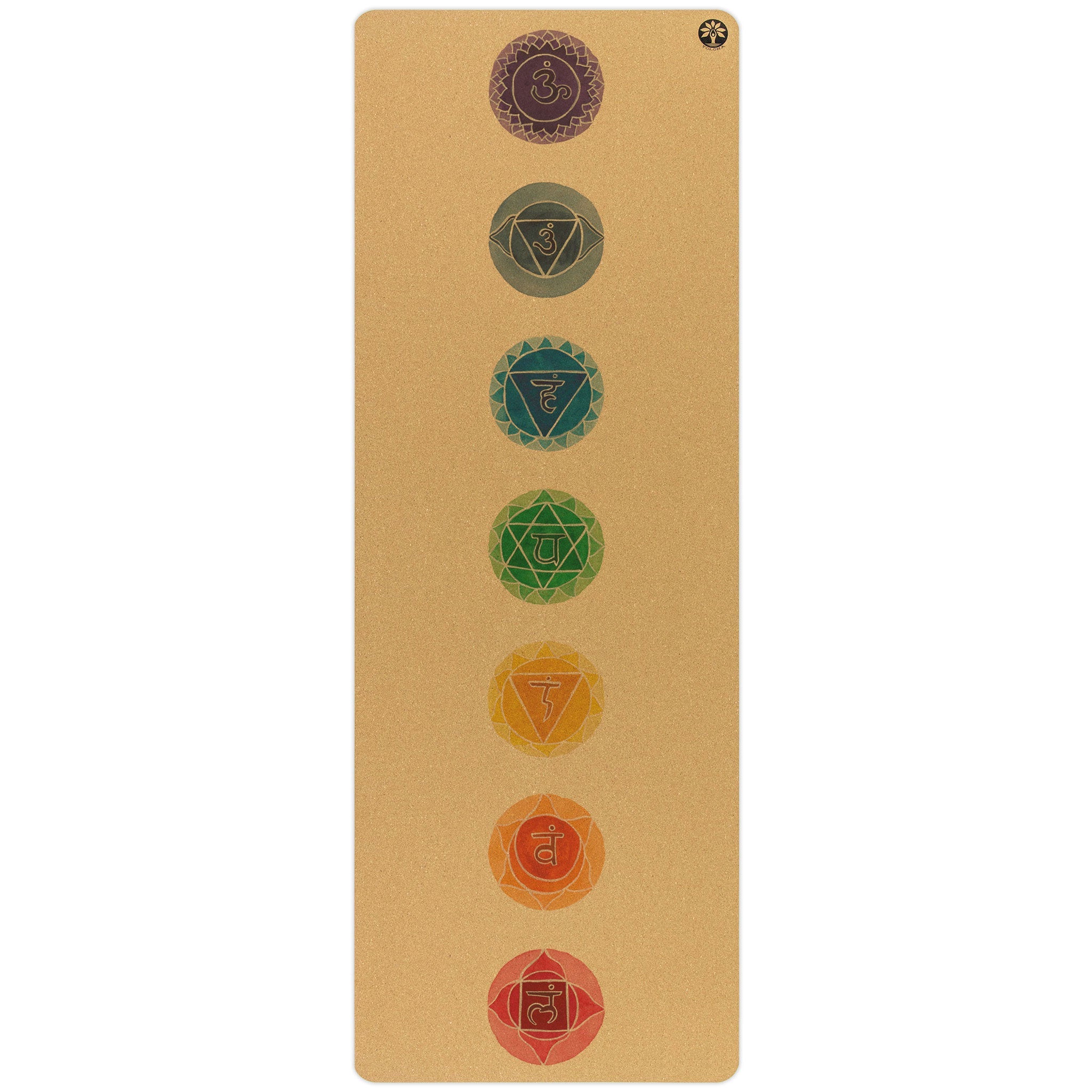 Yoloha Yoga Chakras Aura Cork Yoga Mat