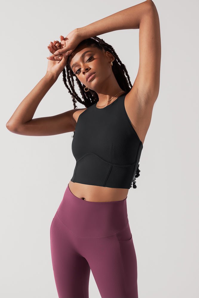 POPFLEX® Cleo Corset Crop Bralette - Black