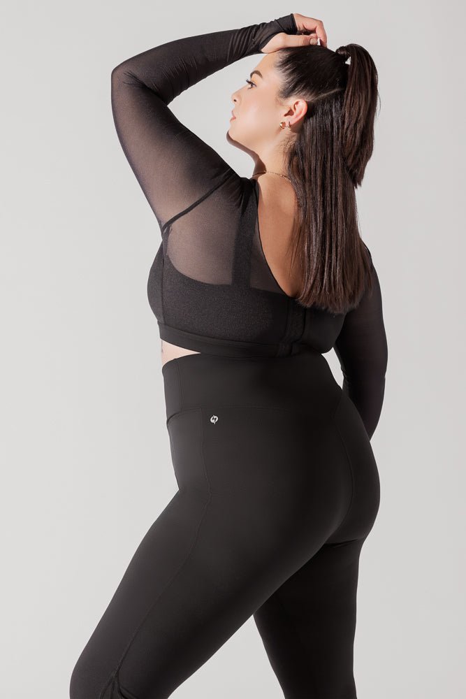 POPFLEX® Coquette Long Sleeve Mesh Bra - Black
