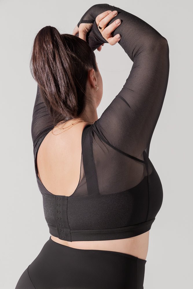 POPFLEX® Coquette Long Sleeve Mesh Bra - Black