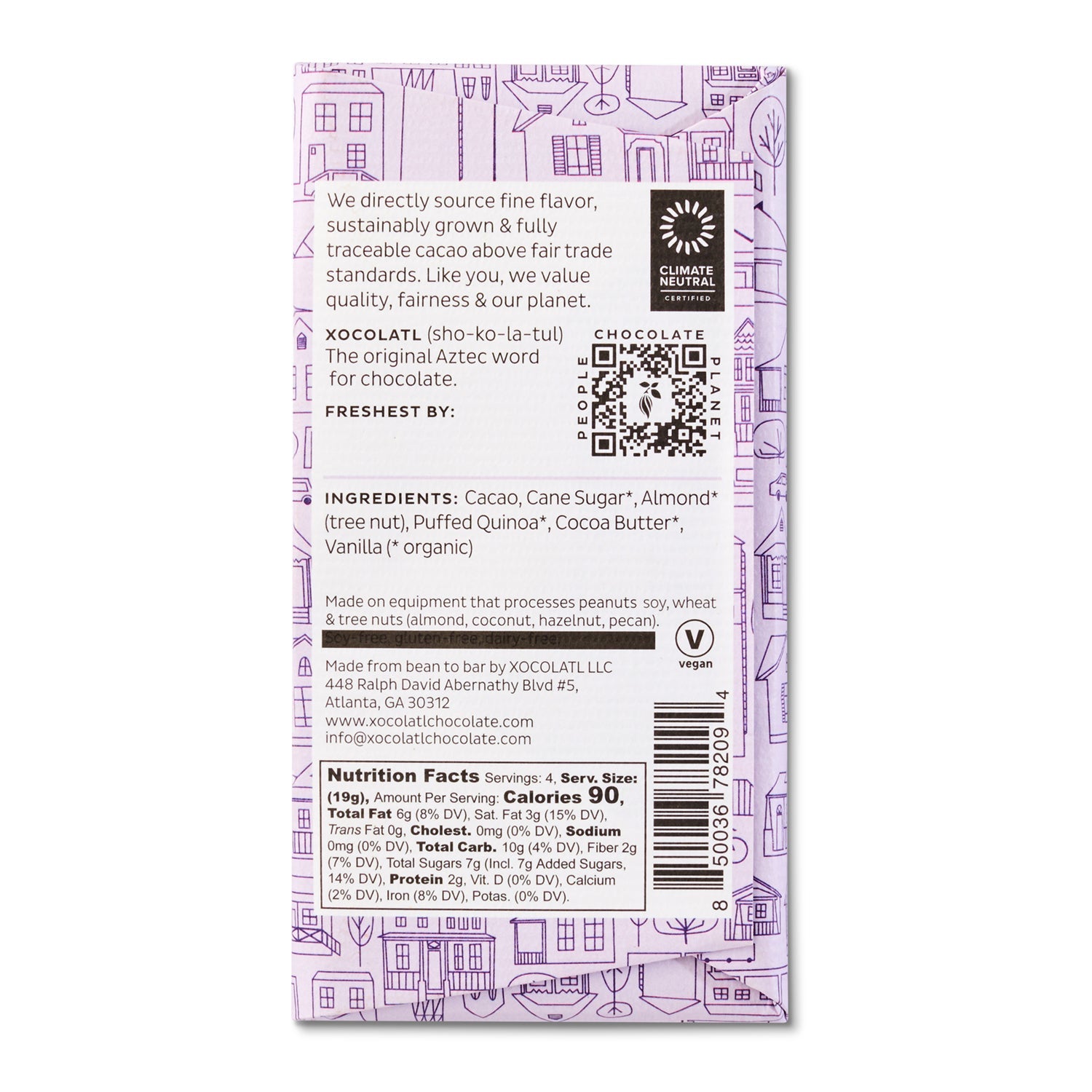 Xocolatl Small Batch Chocolate Crackle & Crunch Quinoa Chocolate Bar