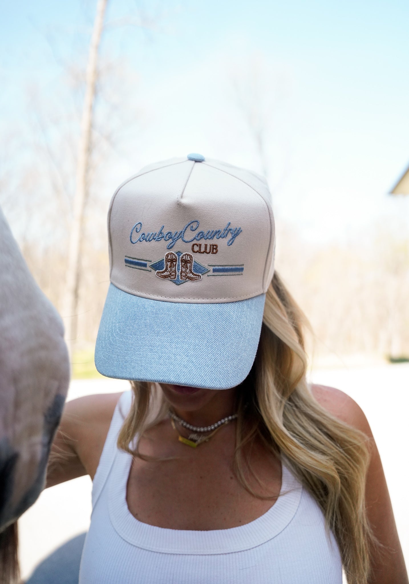 KenzKustomz Cowboy Country Club - Denim Vintage Trucker Hat