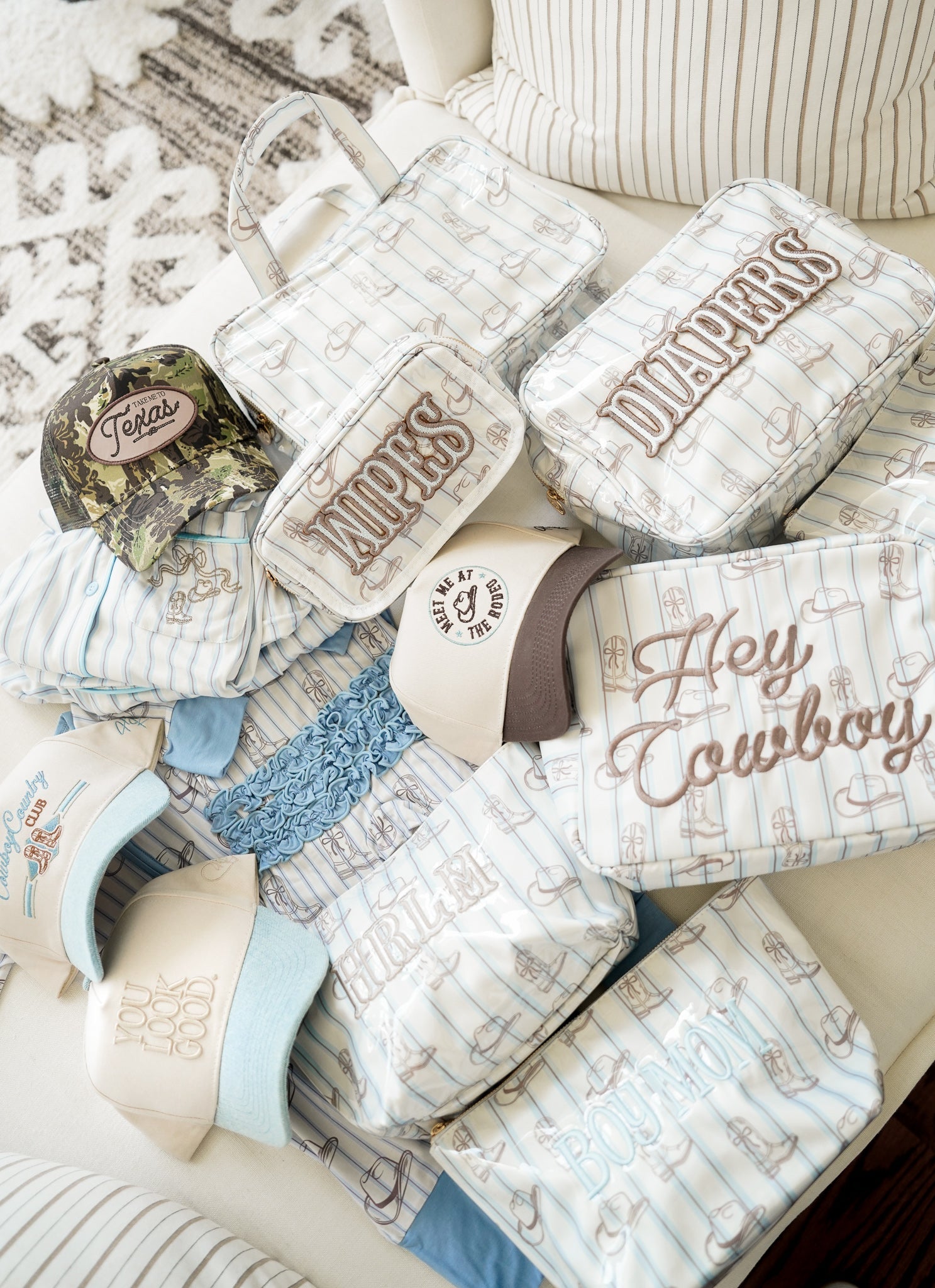 KenzKustomz Hey Cowboy - Western Blues Striped XL Bag