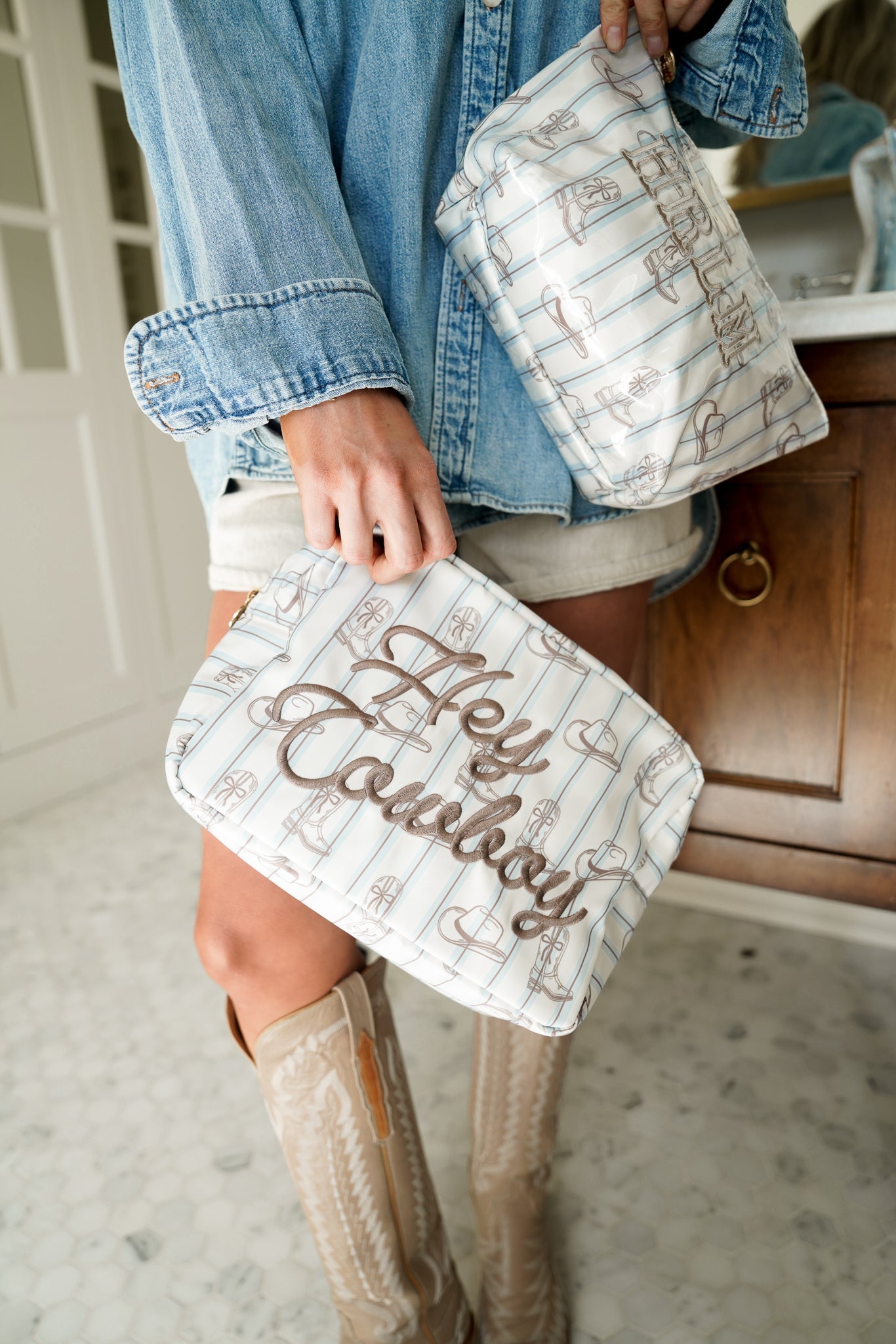 KenzKustomz Hey Cowboy - Western Blues Striped XL Bag