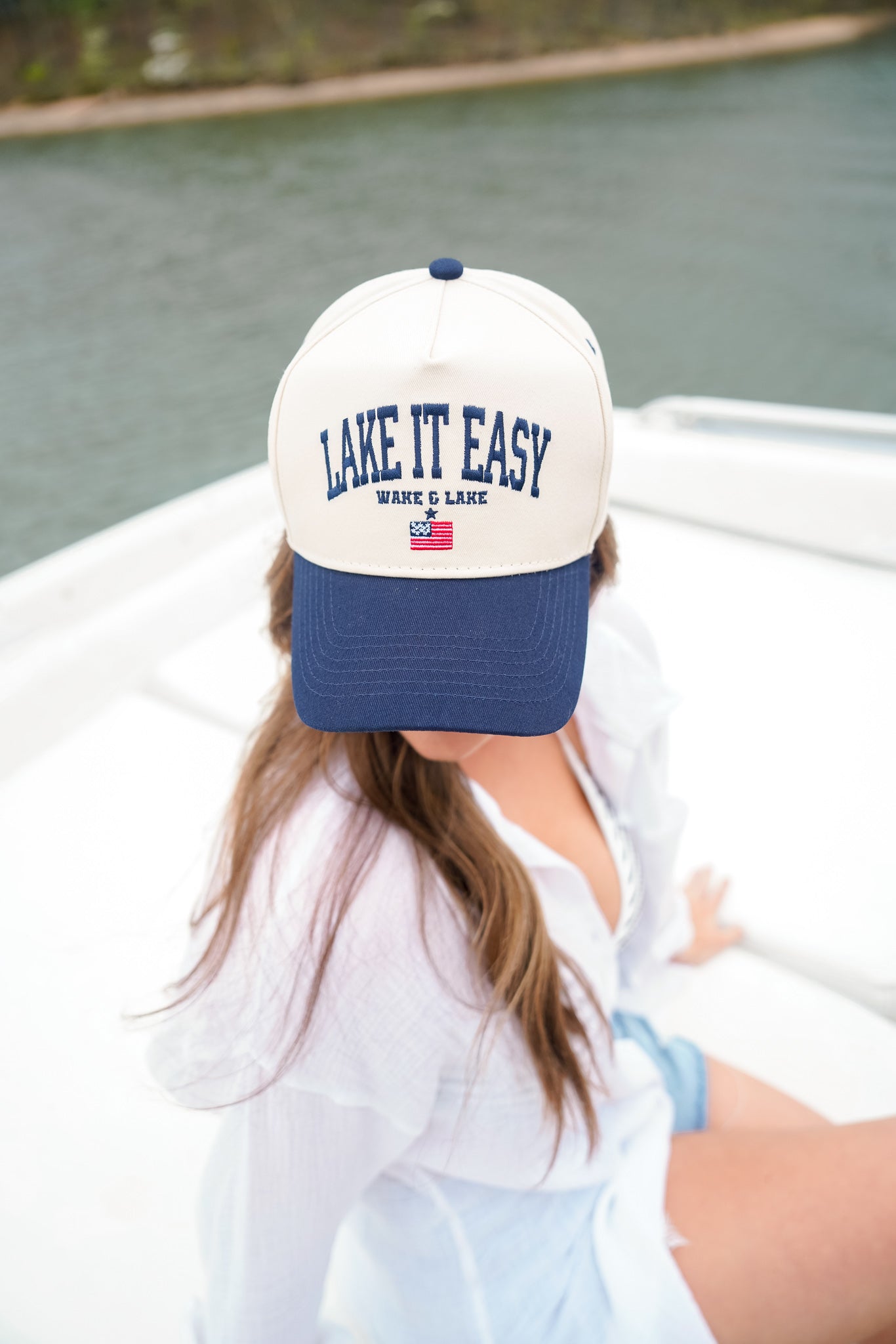KenzKustomz Lake it Easy - Navy Vintage Trucker Hat