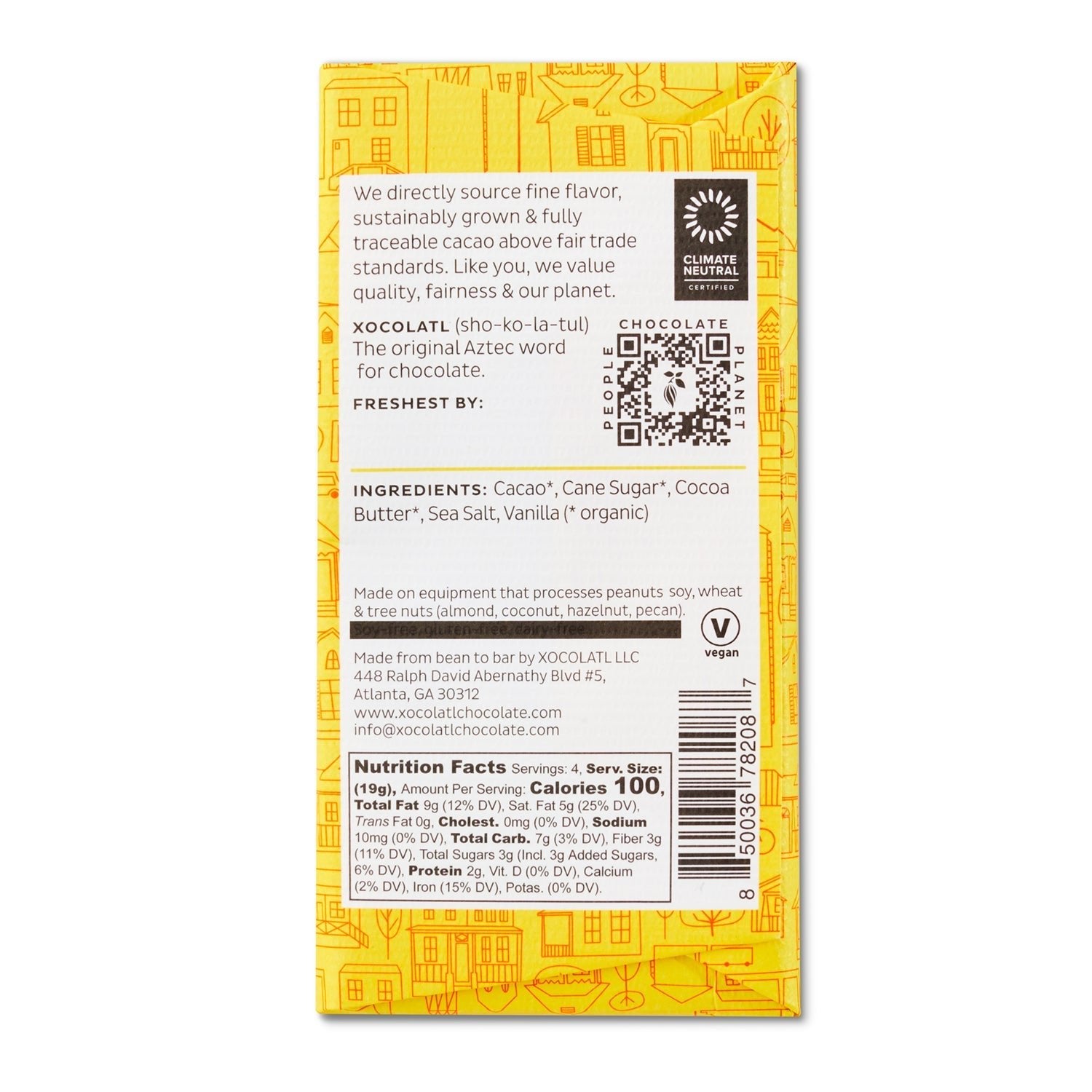 Xocolatl Small Batch Chocolate Dark & Salty Dark Chocolate Sea Salt Bar