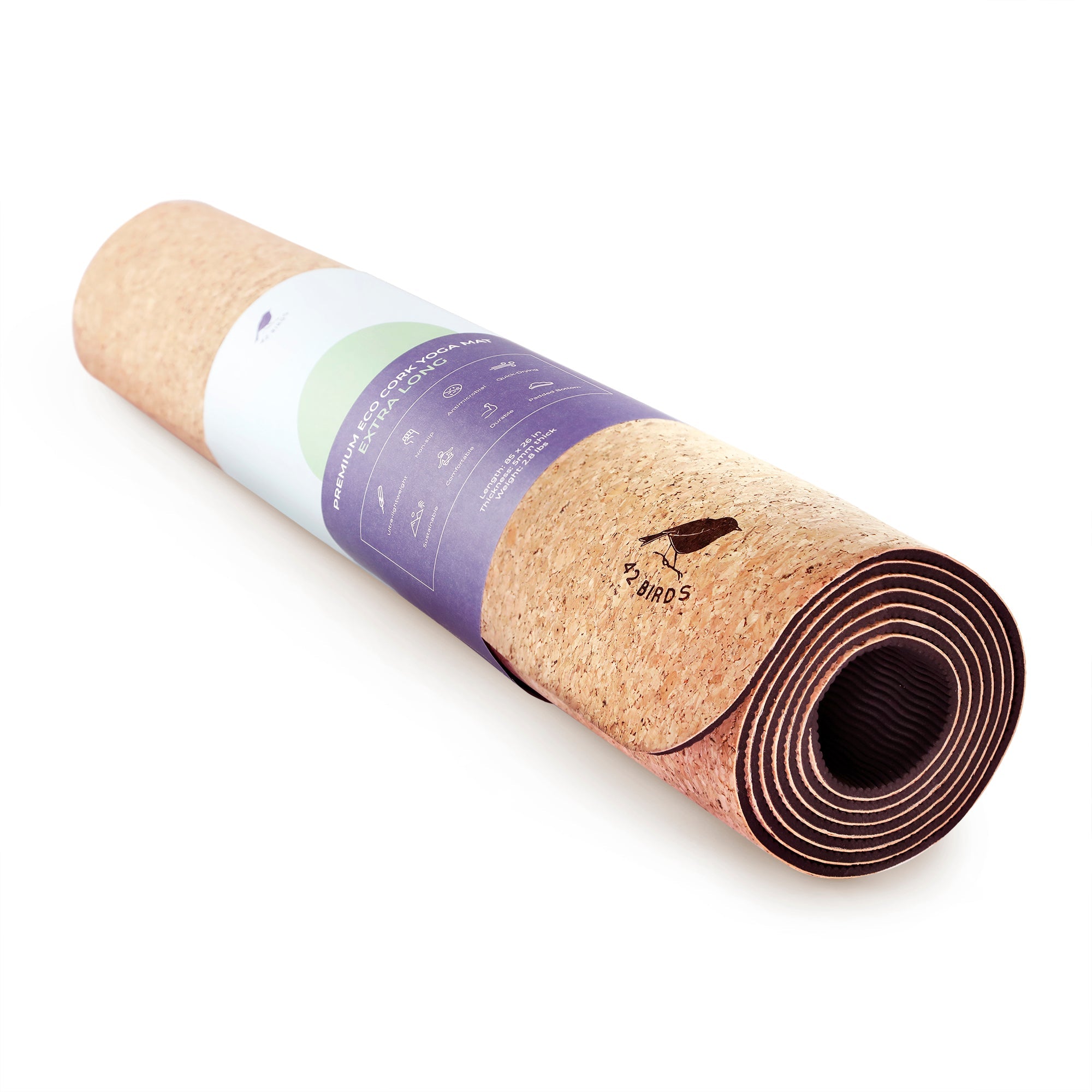 42 Birds Extra Long Cork Lightweight Yoga Mat "The Robin"