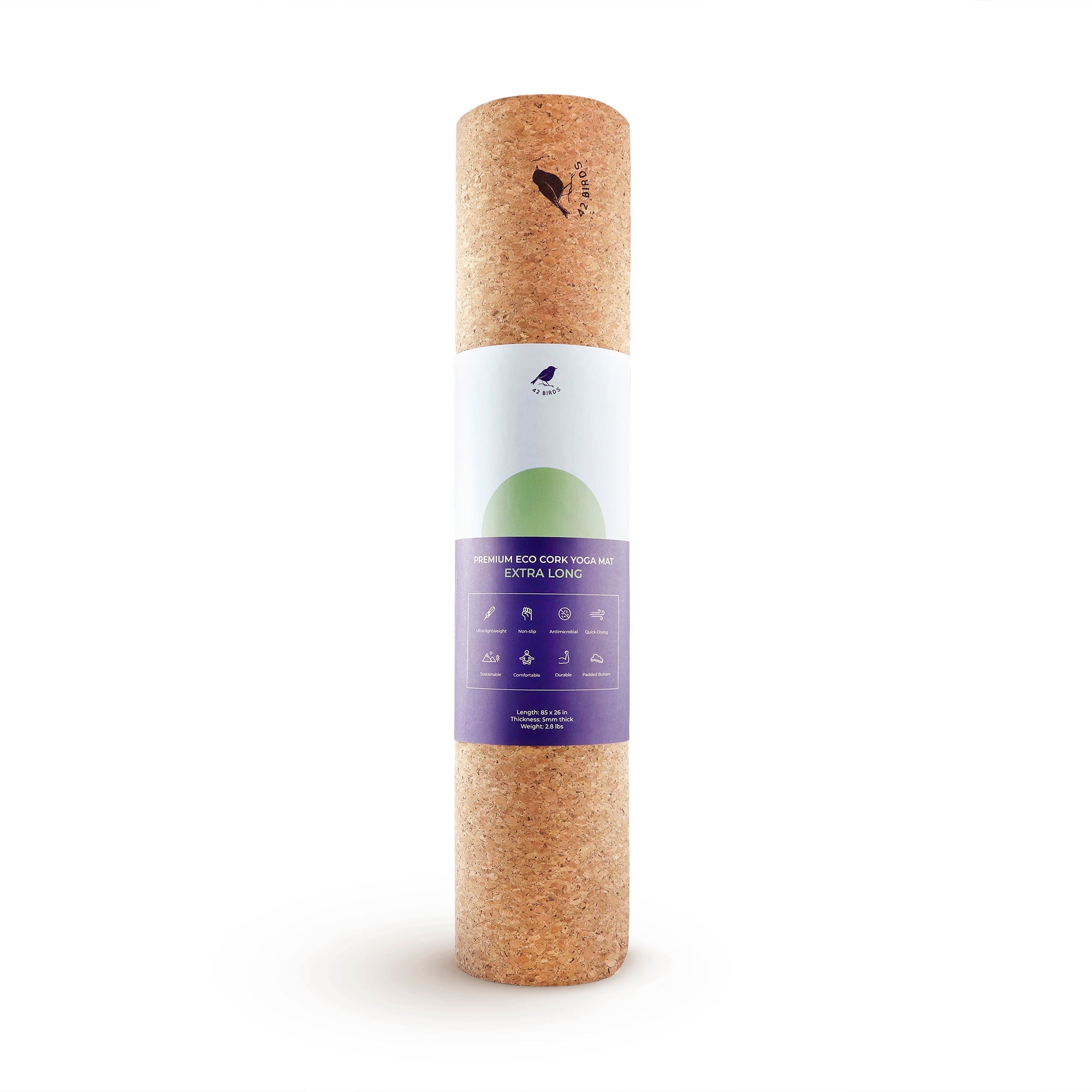 42 Birds Extra Long Cork Lightweight Yoga Mat "The Robin"