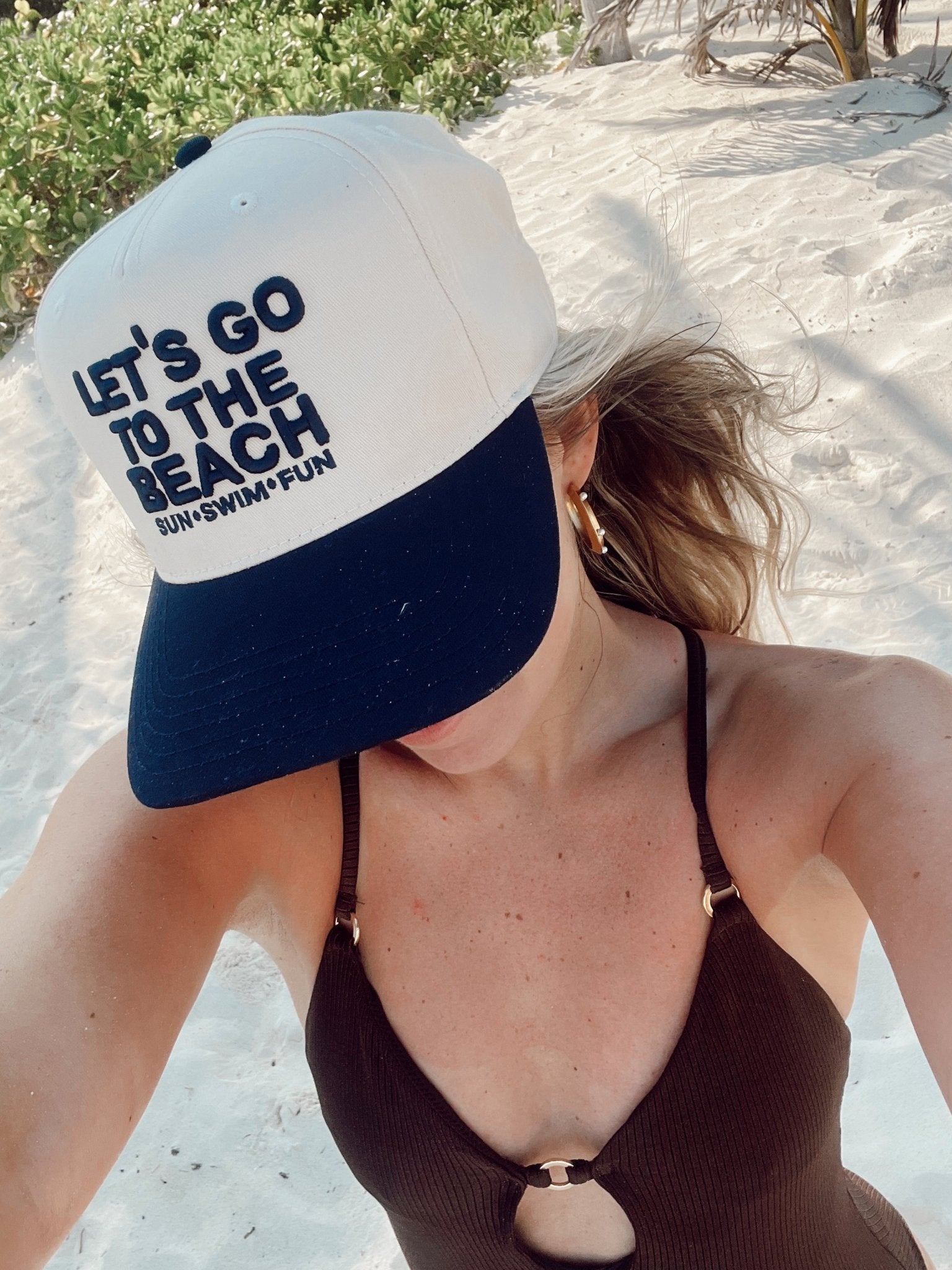 KenzKustomz Let's Go To The Beach - Navy Vintage Trucker Hat