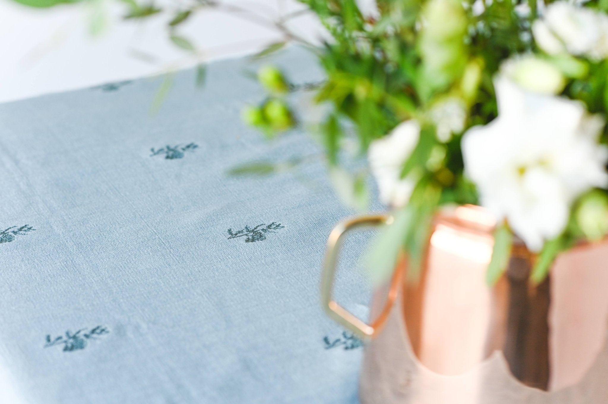 Galley & Fen Blue Fleur Embroidered Tablecloth by Galley and Fen