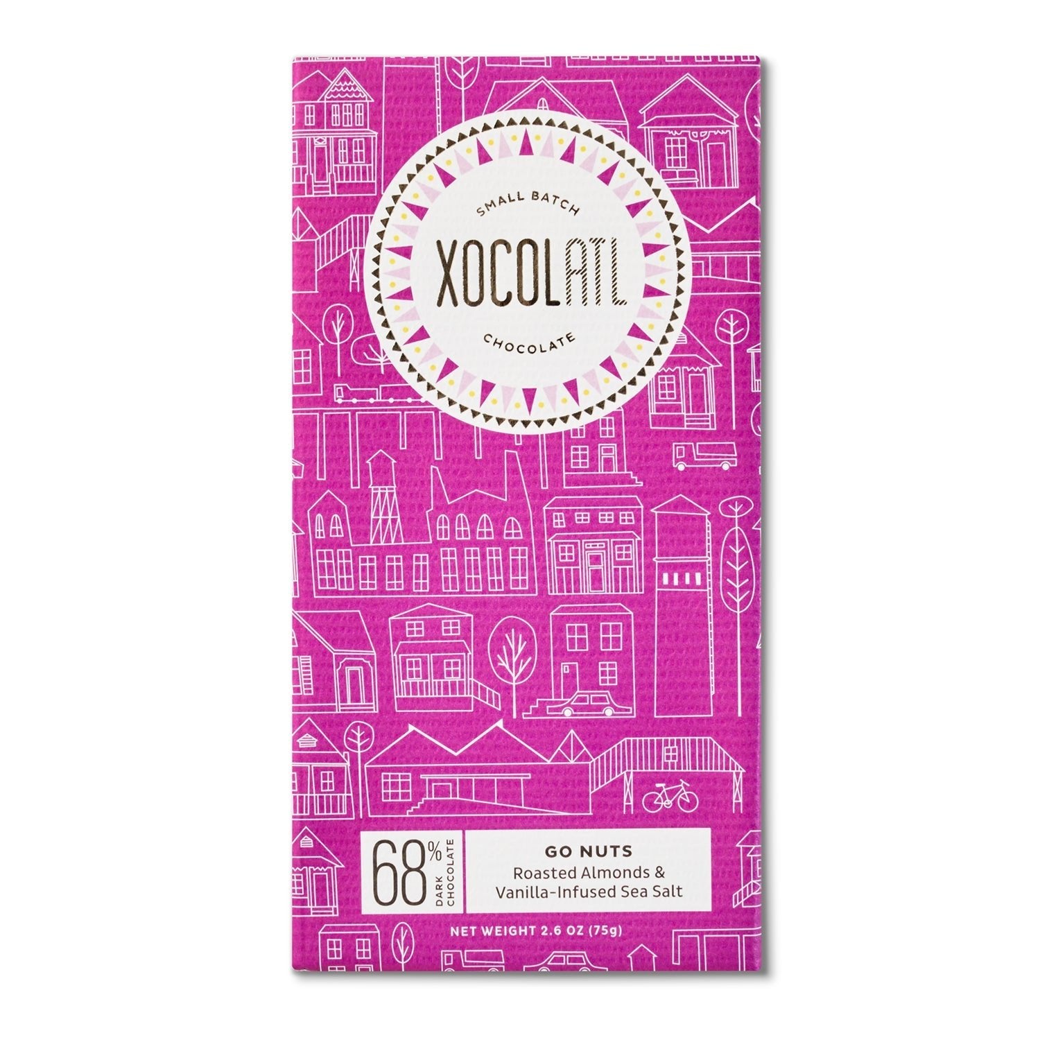 Xocolatl Small Batch Chocolate Go Nuts! Dark Chocolate Almond & Sea Salt Bar