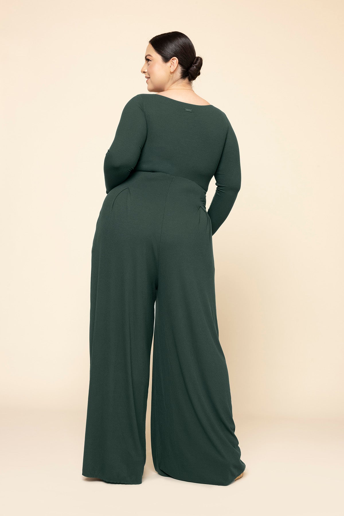 POPFLEX® Go With The Flow Long Sleeve Jumpsuit - Pine