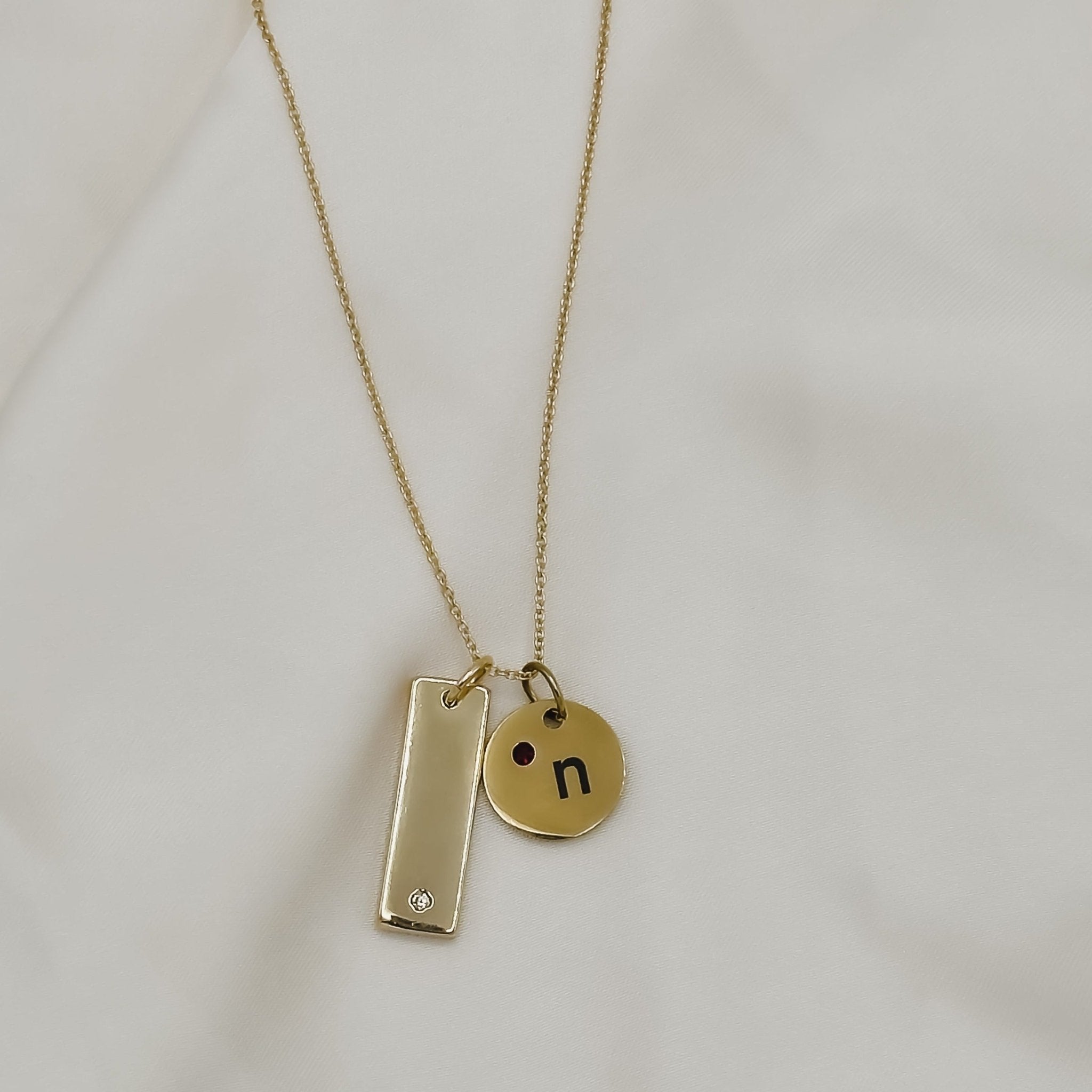 Rand Designs Custom Engraved Birthstone Disc Necklace