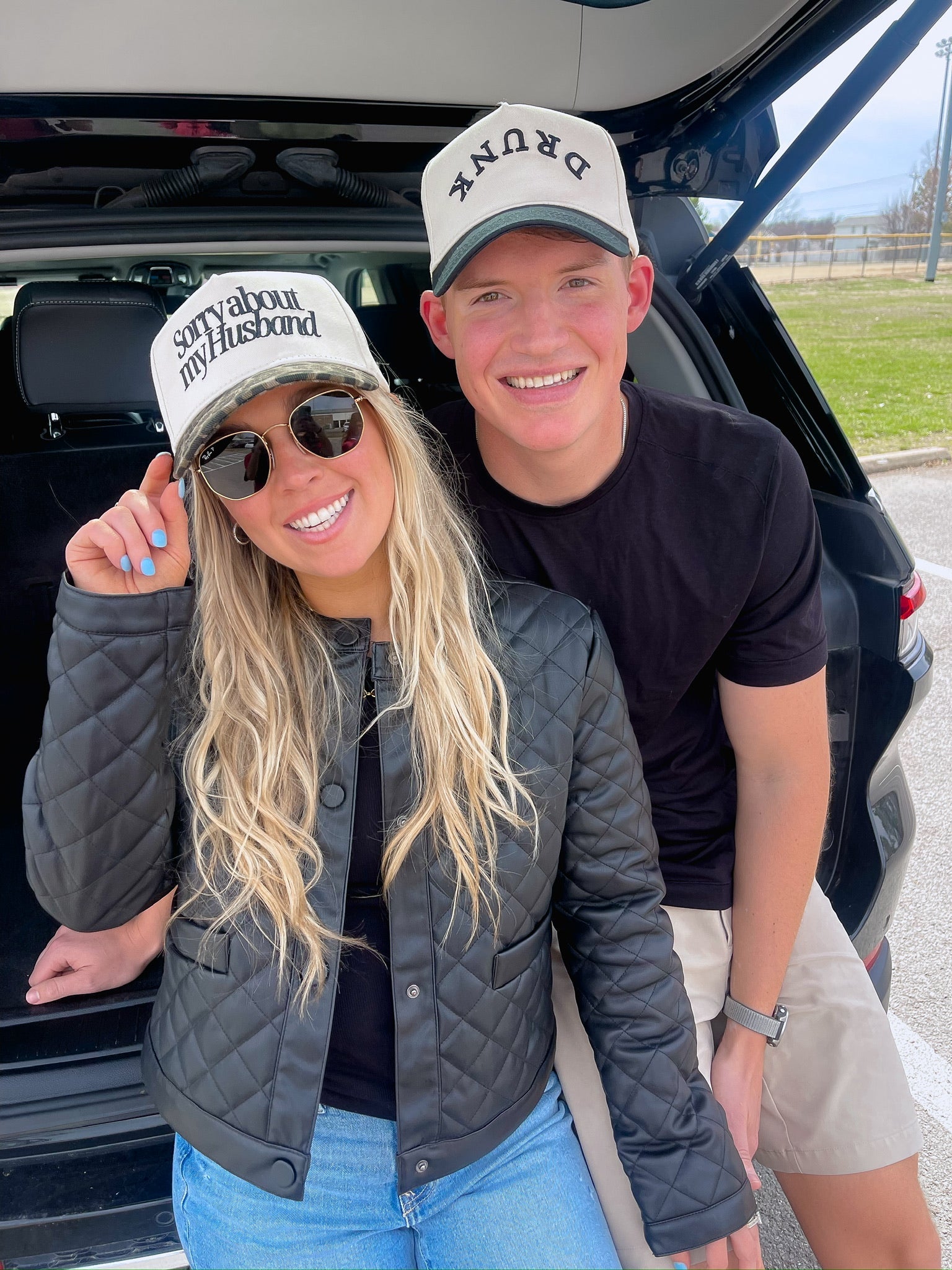 KenzKustomz Sorry about my Husband / Wife Vintage Trucker Hat