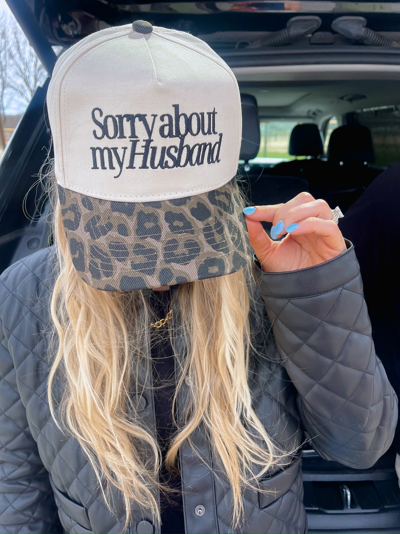 KenzKustomz Sorry about my Husband / Wife Vintage Trucker Hat