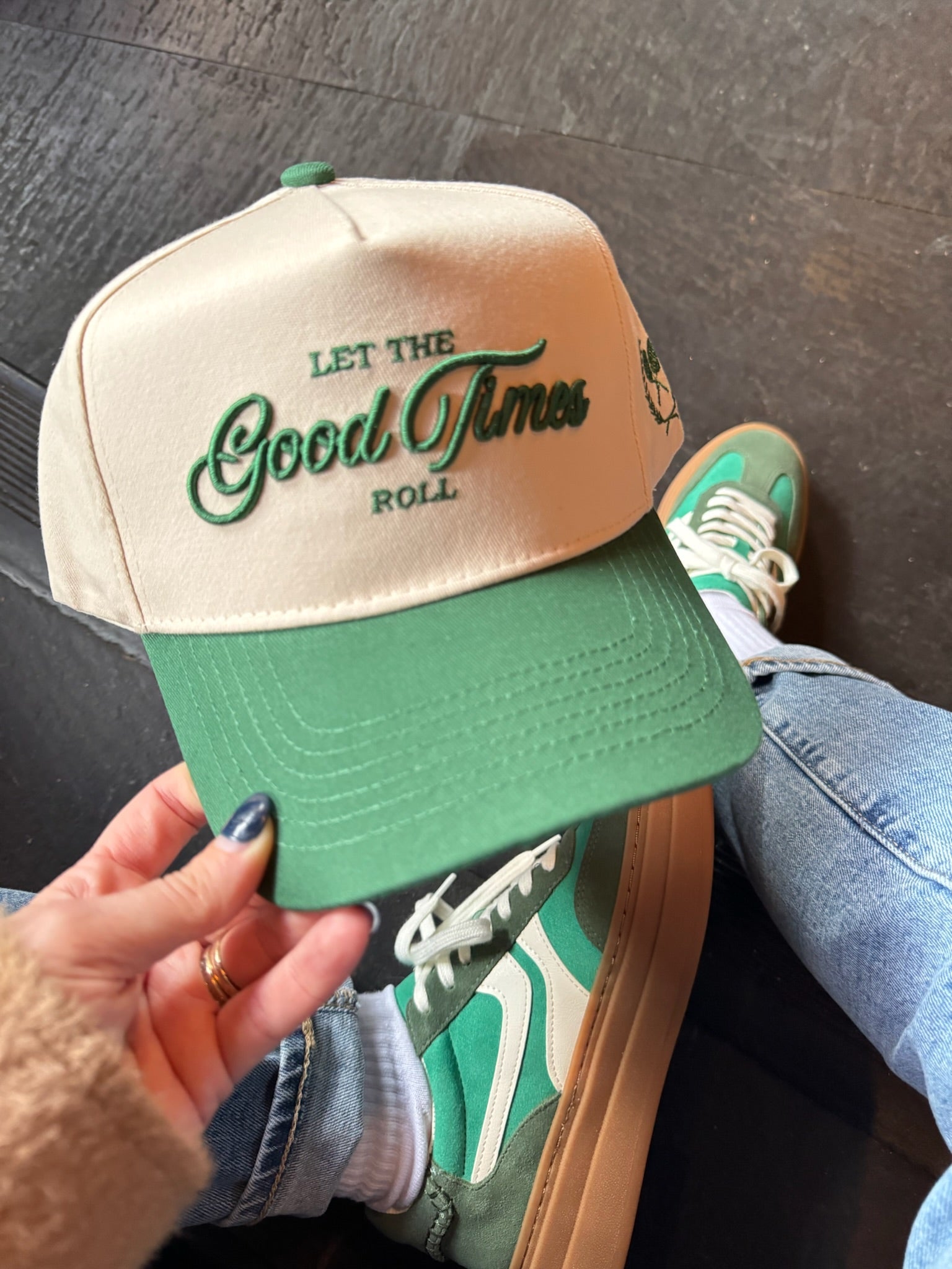 KenzKustomz Let the Good Times Roll - Green Vintage Trucker Hat