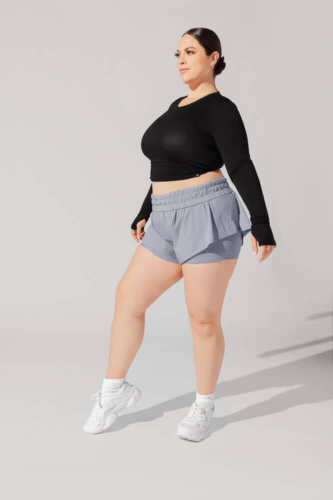 POPFLEX® Bow Back Reversible Long Sleeve Top - Black