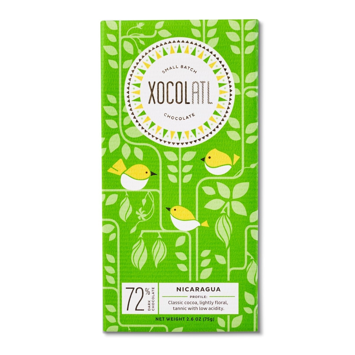 Xocolatl Small Batch Chocolate Matagalpa, Nicaragua, 72% Dark Chocolate Bar