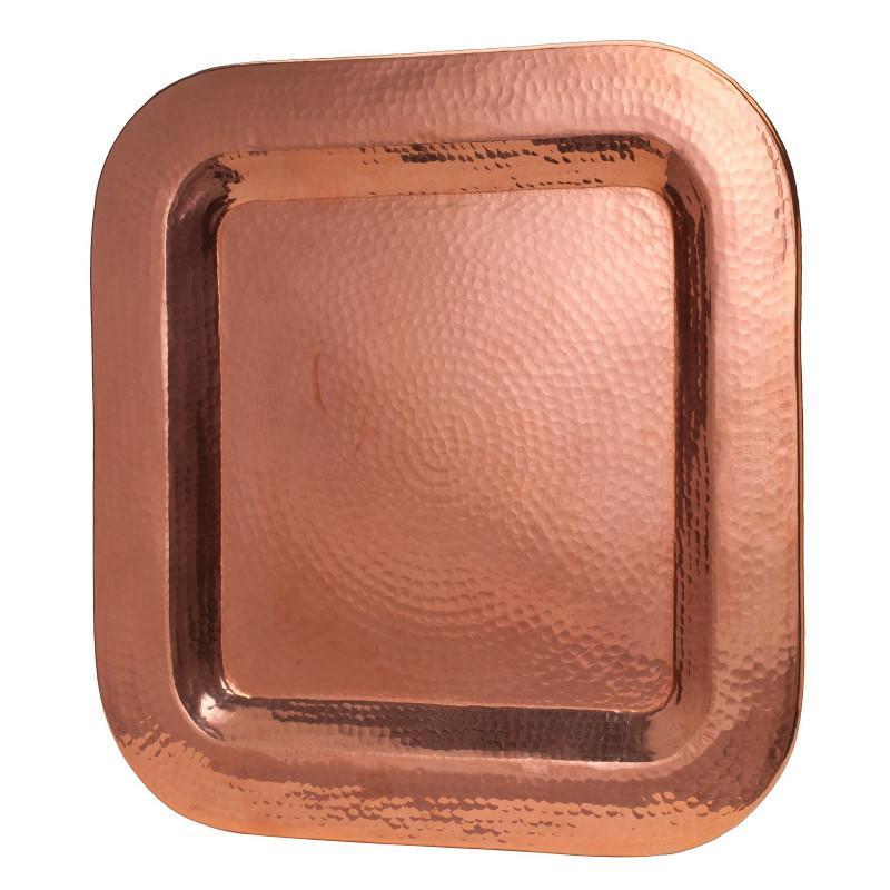 Sertodo Thessaly square copper platter, top view on white