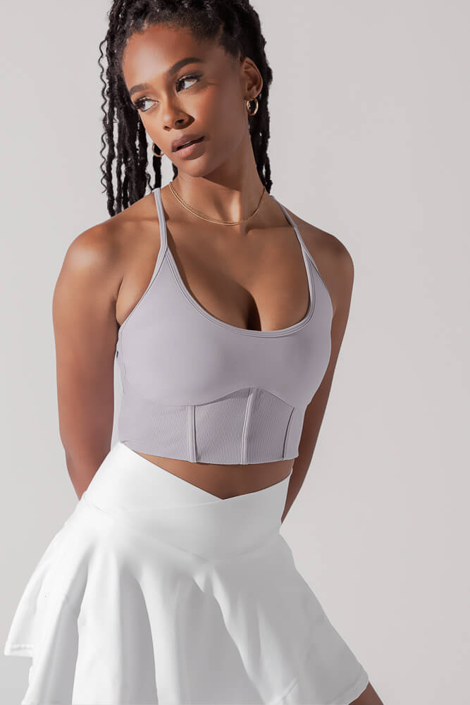 POPFLEX® Plié Corset Crop Bralette - Lavender Grey