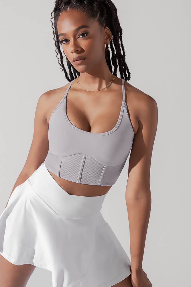 POPFLEX® Plié Corset Crop Bralette - Lavender Grey