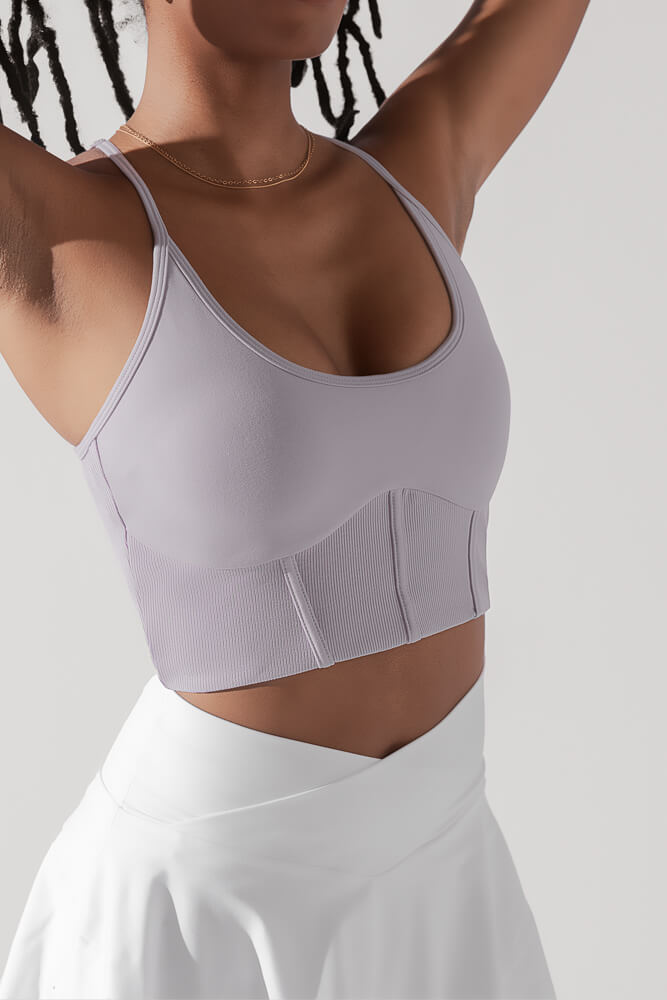 POPFLEX® Plié Corset Crop Bralette - Lavender Grey