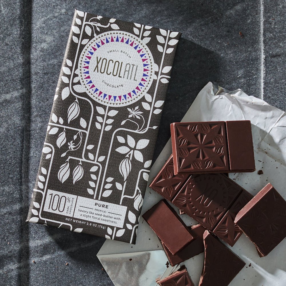 Xocolatl Small Batch Chocolate Pure 100% Dark Chocolate