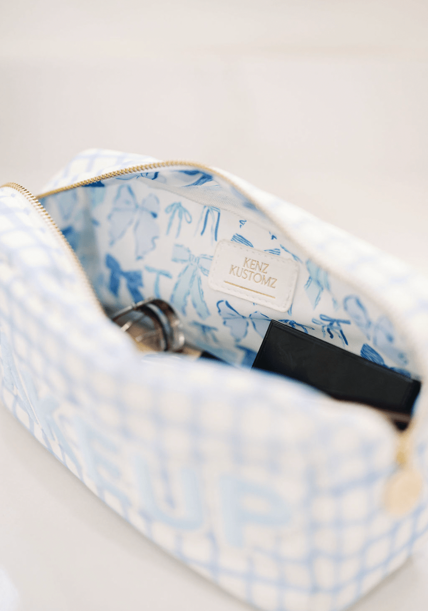 KenzKustomz Makeup - Blue Trellis Nylon Large Bag