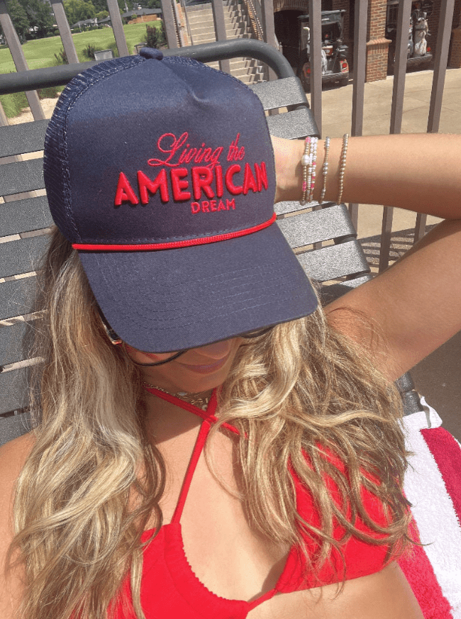 KenzKustomz Living the American Dream - Red and Navy Vintage Trucker Hat